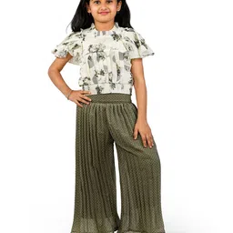 BAESD Girls Printed High Neck Short Sleeves Top with Palazzo-picture-24