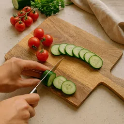 sahaj enterprise Premium Mango Chopping Board for Vegetable, Fruits & Cheese without Knife Set Stainless Steel, Wooden Cutting Board image 5