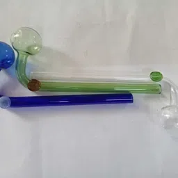 all of all enterprises CLOURED BUTTON OIL PIPE PACK OF 3 (9717098338) Borosilicate Glass Inside Fitting Hookah Mouth Tip image 2