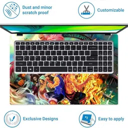 Techfit Full Body Laptop Skin with Screen Guard and Key Guard - One Piece Water World Combo Set image 3
