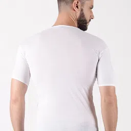 Pack of 4 Dollar Lehar Men Combed Cotton Round Neck With Sleeve Vest -Pack of 4- White Men Vest image 3