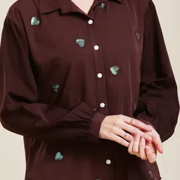 j turritopsis Women Regular Fit Solid Button Down Collar Casual Shirt image 5