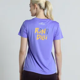 puma Women Printed Round Neck Polyester Purple T-Shirt image 4