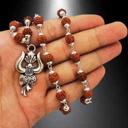 nirvana mukhi God Lord Shiva Mahadev Mahakaal Locket Pendant With Mala For Women's Silver Beads Brass, Wood Locket-picture-11