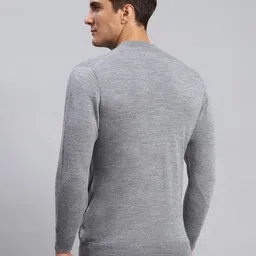 monte carlo Men Solid Collared Neck Grey Sweater image 4