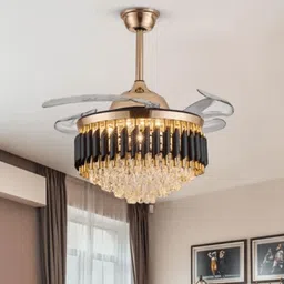 arus Modern K9 Crystal Fan Chandilers Black Gold 3Colors(WW,WH,NW) Chandelier Ceiling Lamp-picture-17