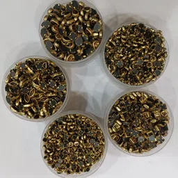 ® Kundan Stones Golden Colour 5 Shape Kit With Storage Box & Fabric Glue For Jewellery Making, Bangles Making, Necklace & Bracelet Making, DIY Kit, Craft, Decoration, Aari / Maggam Embroidery Work ( QTY : 500pcs )-image-0