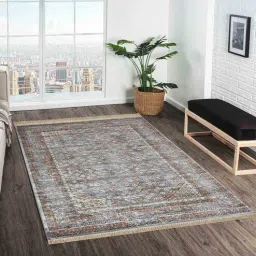 Grey and Rust Persian 4x6 Feet Machine Made Carpet-image-45