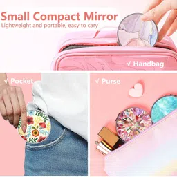 feelhigh Compact Mirror, Pocket Mirror,Travel Mini Mirror, Folding Handheld Double-Sided image 2