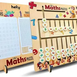 funnstyle 3 in 1 Wooden Maths Puzzle Board | Educational Learning Toy for Kids Play Educational Board Games image 2