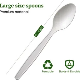 pearsilk White Compostable Spoons 25 Pack Disposable CPLA 6.2 in Disposable Wooden Cutlery Set image 5