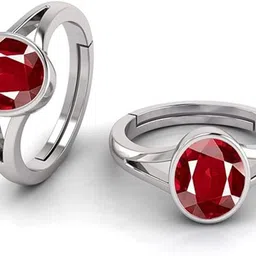 vishvma 6.25 Ratti Created Ruby Adjustable Ring for Men & Women (Red) Brass Ruby Brass Plated Ring image 5