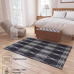 status Black Polyester Geometrical 4 x 6 Feet Machine Made Carpet image 2