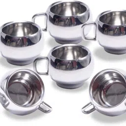 scg Pack of 6 Stainless Steel Matka Shaped Double Wall Plain Tea Coffee Cups Matkapots (100ml Each)-picture-21