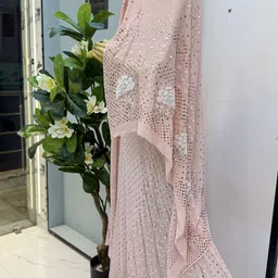 jeneric Women Embroidered, Embellished Georgette Anarkali Kurta With Attached Dupatta image 3