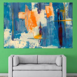 Abstract In Blue Canvas Framed Art Print (33 x 21 Inches) By Inephos image 1