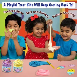 hotkei Fluffy Soft Stretchy Butter Slime Toys Kit Set Birthday Gift for Kids Boys Girls image 3