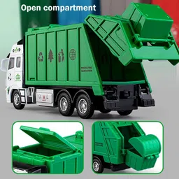 zuuluzrs Garbage Truck Friction Powered Garbage with Top Open Dumper Garbage Lifter Truck image 4