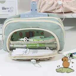 jp enterprise Pencil Case Stationery Items for Girls and Boys, Pencil Pouch for School College Cute Art Polyester Pencil Box image 4