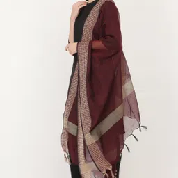 livvie Cotton Silk Woven Maroon Women Dupatta-picture-23