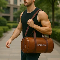mophonics 25 L Gym Duffel Bag - Waterproof Style Look Gym Duffel Bag |Faux Leather Travel & Fitness Bag - Brown-picture-27