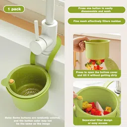 mbvtreads Cactus Kitchen Sink Drain Strainer, Press Automatic Dumping Basket Plastic Fruit & Vegetable Basket image 3