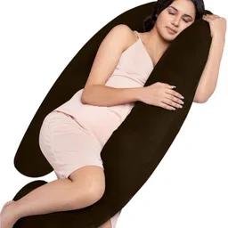 mg crafts J-Shaped Pregnancy Pillow | Maternity Body Pillow with Velvet Cover Polyester Fibre Stripes, Solid Pregnancy Pillow Pack of 1-picture-12