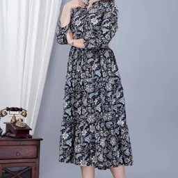 febq Women Gown Multicolor Midi/Calf Length Dress image 3