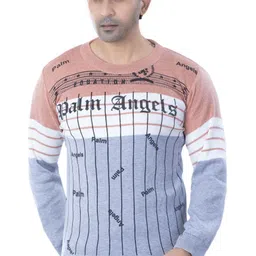 harjot Men Printed Round Neck Orange Sweater-picture-24