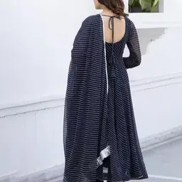 manijayfab Applique Georgette Stitched Anarkali Gown image 2