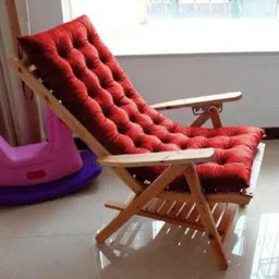 relaxfeel red chair pad Microfibre Solid Chair Pad Pack of 1 image 3