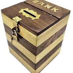 Wooden money bank, Coin bank, Piggy Bank Coin Bank (Multicolor) Coin Bank-image-2