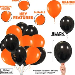 zyozique Black, Orange Halloween Party Decorations Combo-Banner,PhotoBooth,Balloons & Swirls(57 Pcs) image 5