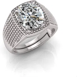 lamba Premium Zircon Gemstone Ring for Men & Women Adjustable CZ Stone Lab Certified Silver Diamond Silver Plated Ring image 3