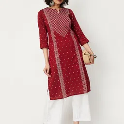 max Women Printed Polyester Straight Kurta image 2