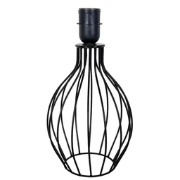 homesake Black Bedside Table Lamp with Geometric Metal Base and Fabric Shade, Wire Trumpet with Red Dot Cone Shade image 5