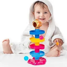 countrylink Roll Ball Drop Toy For Babies 5 Layer Tower Run With Swirling Ramps & 3 Balls image 5