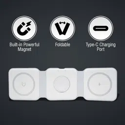 JTP 3 in 1 Folding Magnetic Wireless Charger 15W - Built-in Powerful Magnet Charging Pad image 4