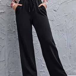 dockstreet Women Solid Black Track Pants-picture-31