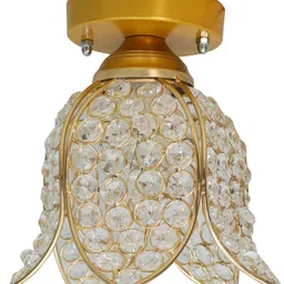 homesake Gold Metal Lotus Crystal Flush Mount Ceiling Light, Fixture Ceiling Ceiling Light Ceiling Lamp image 2