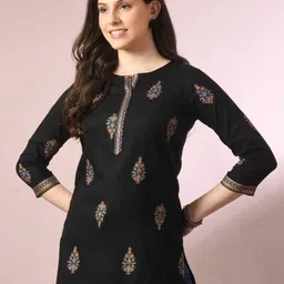 ulmiyaan Women Printed Viscose Rayon A-line Kurta image 4