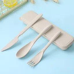 da novira Wheat Straw Cutlery Set,Utensils for Travel,Work,Picnic,Camping And Daily Use Polypropylene, Plastic Dessert Knife Set-picture-34