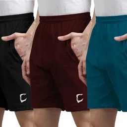cravven Pack of 3 Solid Men Multicolor Sports Shorts-picture-47