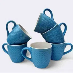 ktcestore Pack of 6 Ceramic Exclusive New Sky Blue Ceramic Cups (Pack of 6)-picture-11
