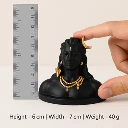 divinecraftedart Black & Golden Lord Shiva Idol, Resin Mahadev Murti for Home, Temple & Car Decor Decorative Showpiece - 6 cm image 2