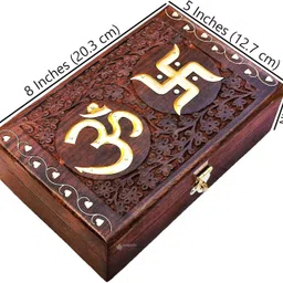leeuw dier Wooden OM Box for Good Luck| Jewellery Box (8X5 Inches,, Crowning) Cash Box image 4
