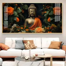 the next decor Luminous Buddha With Flower Glass Finish Horizontal Wall Art-picture-27