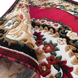 sm handloom carpet Multicolor Silk Carpet image 3