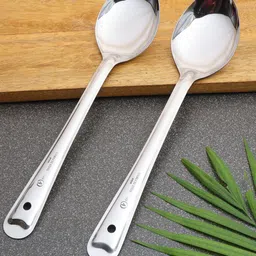 Stainless Steel Basting/Serving Spoon (Chamcha) 32 cm Steel Serving Spoon Set-image-18