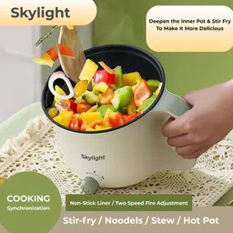 skylight 600W Non-Stick Cooker Rice Pasta Noodles Momos Tea Coffee Egg Boiler Deep Fryer Multi Cooker Electric Kettle image 4